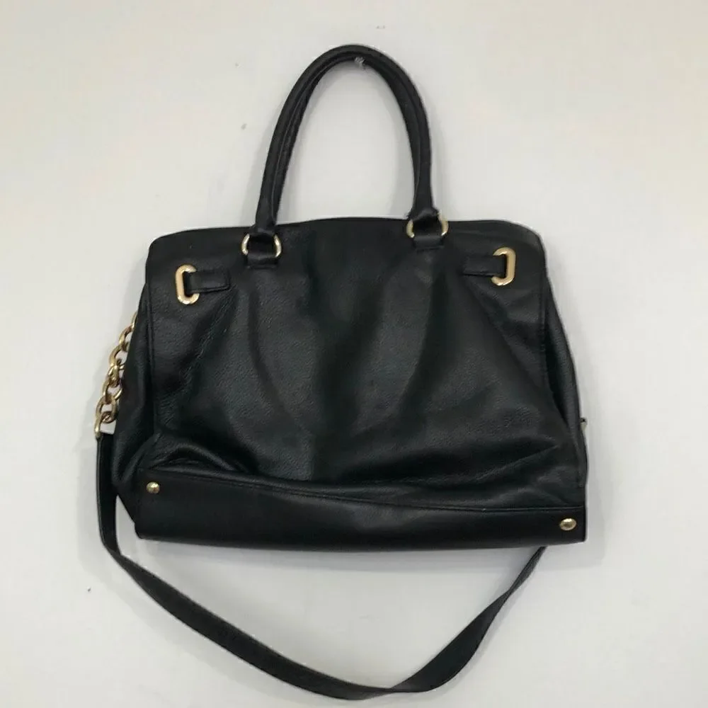 Michael Kors Women's Hamilton Gold Chain Strap Satchel Bag Black